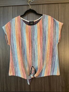 W5 Striped Tie-Front Top